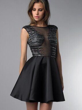 D6831A Sequined Cocktail Dress - Gunmetal